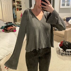 Splendid waffle cropped hoodie sweater